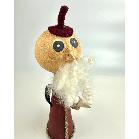 Vintage Santa Claus Tree Topper Santa With Cute Head Basket NWT 13" Hand Made - Picture 6 of 14